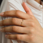 Personalized Initial Birthstone Open Ring-Rings-Aureza
