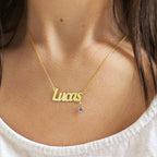 Personalized Birthstone Name Necklace-Necklaces-Aureza