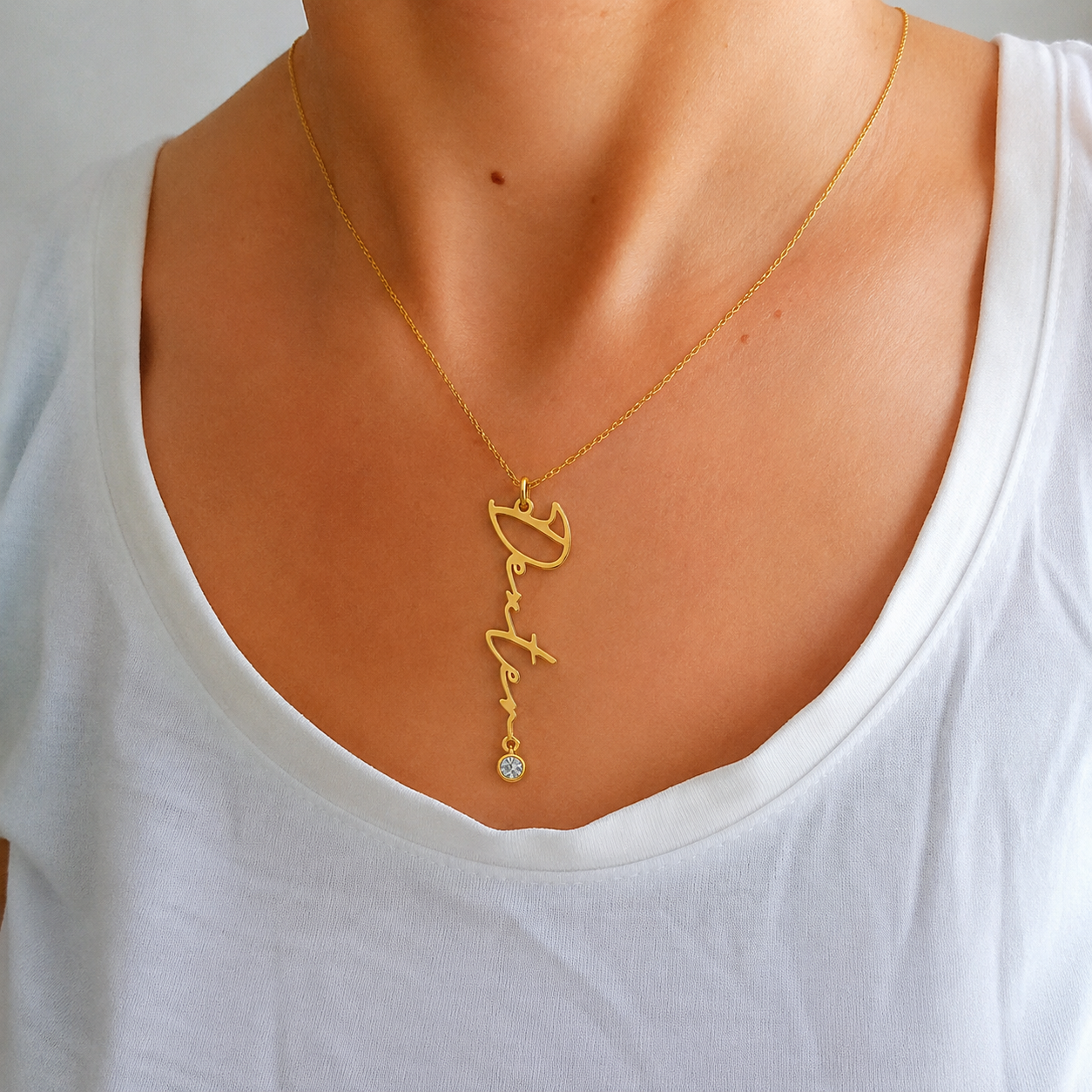 Personalized Birthstone Name Necklace-Necklaces-Aureza