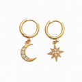 Celestial Star & Moon Hoop Earrings-Earrings-Aureza