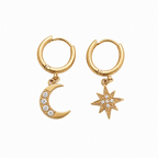Celestial Star & Moon Hoop Earrings-Earrings-Aureza