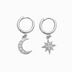 Celestial Star & Moon Hoop Earrings-Earrings-Aureza