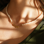 Personalized Pearl Name Necklace-Necklaces-Aureza