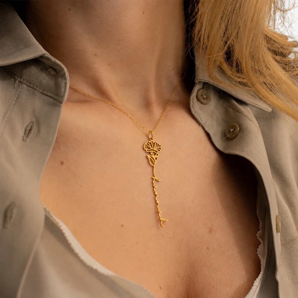 Personalized Floral Name Necklace-Necklaces-Aureza