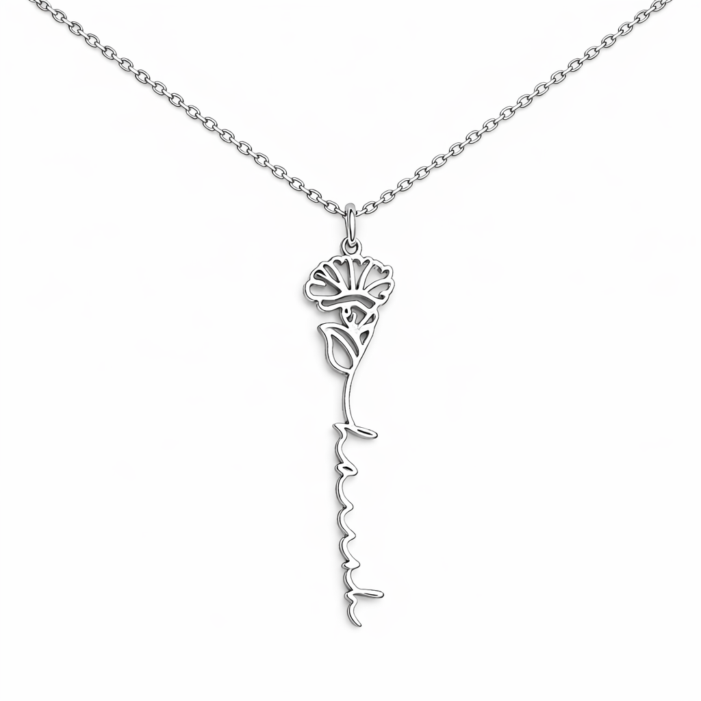Personalized Floral Name Necklace-Necklaces-Aureza