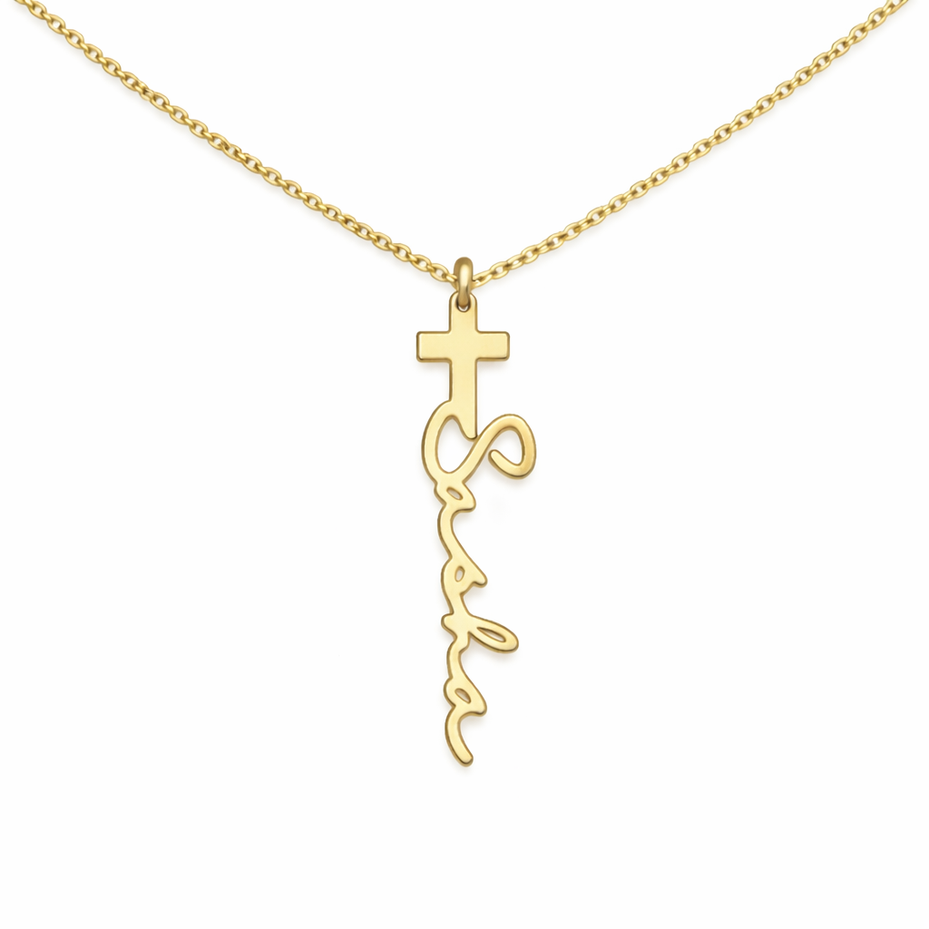 Personalized Cross Name Necklace-Necklaces-Aureza