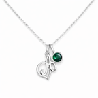 Personalized Initial Birthstone Charm Necklace-Necklaces-Aureza