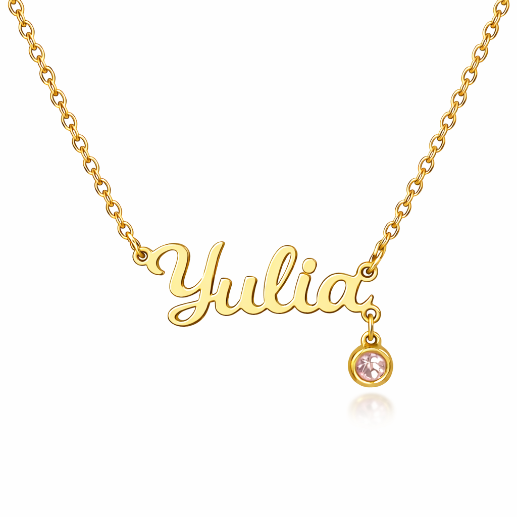 Personalized Birthstone Name Necklace-Necklaces-Aureza