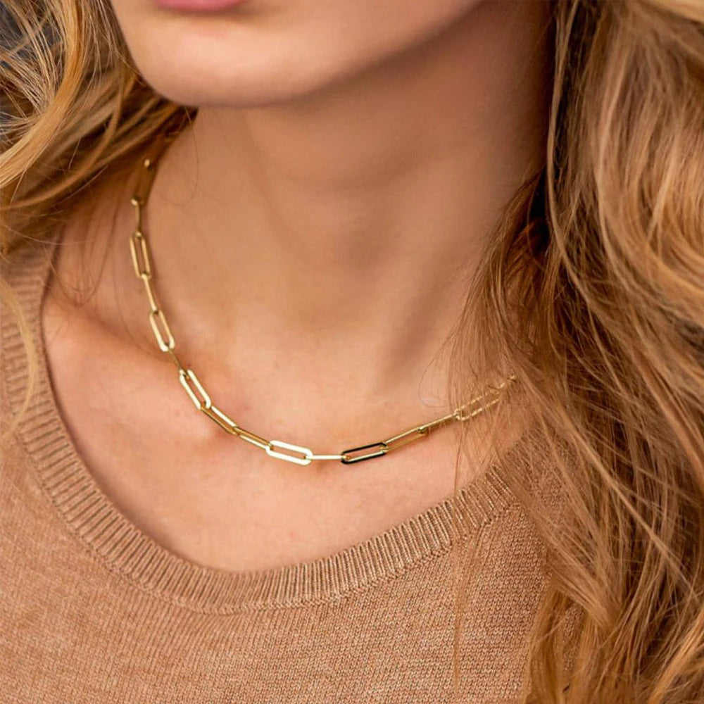Minimalist Paperclip Chain Necklace-Necklaces-Aureza