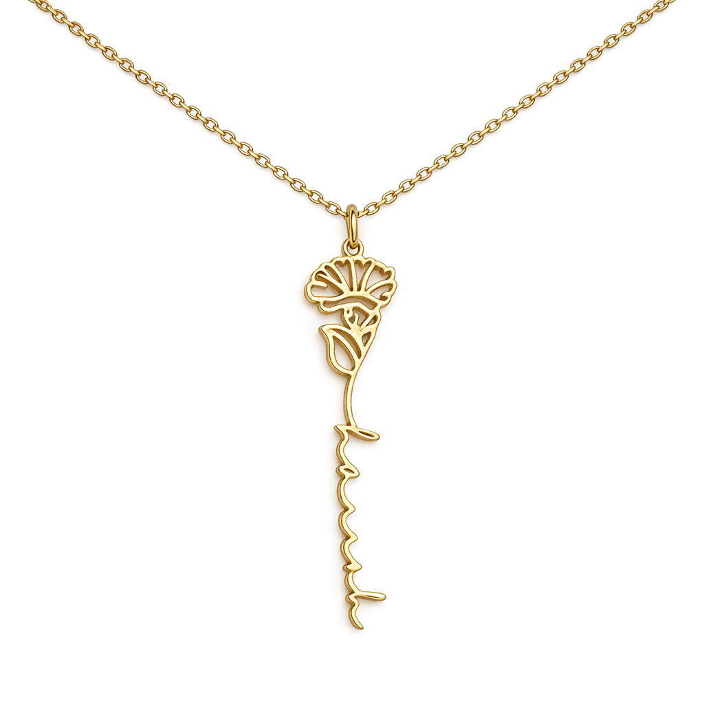 Personalized Floral Name Necklace-Necklaces-Aureza