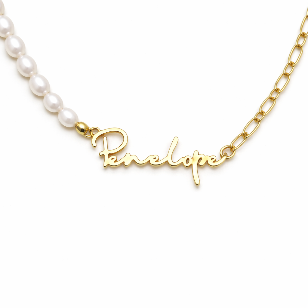 Personalized Pearl Name Necklace-Necklaces-Aureza