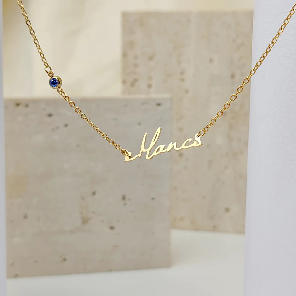 Collar Personalizado con Nombre y Piedra de Nacimiento