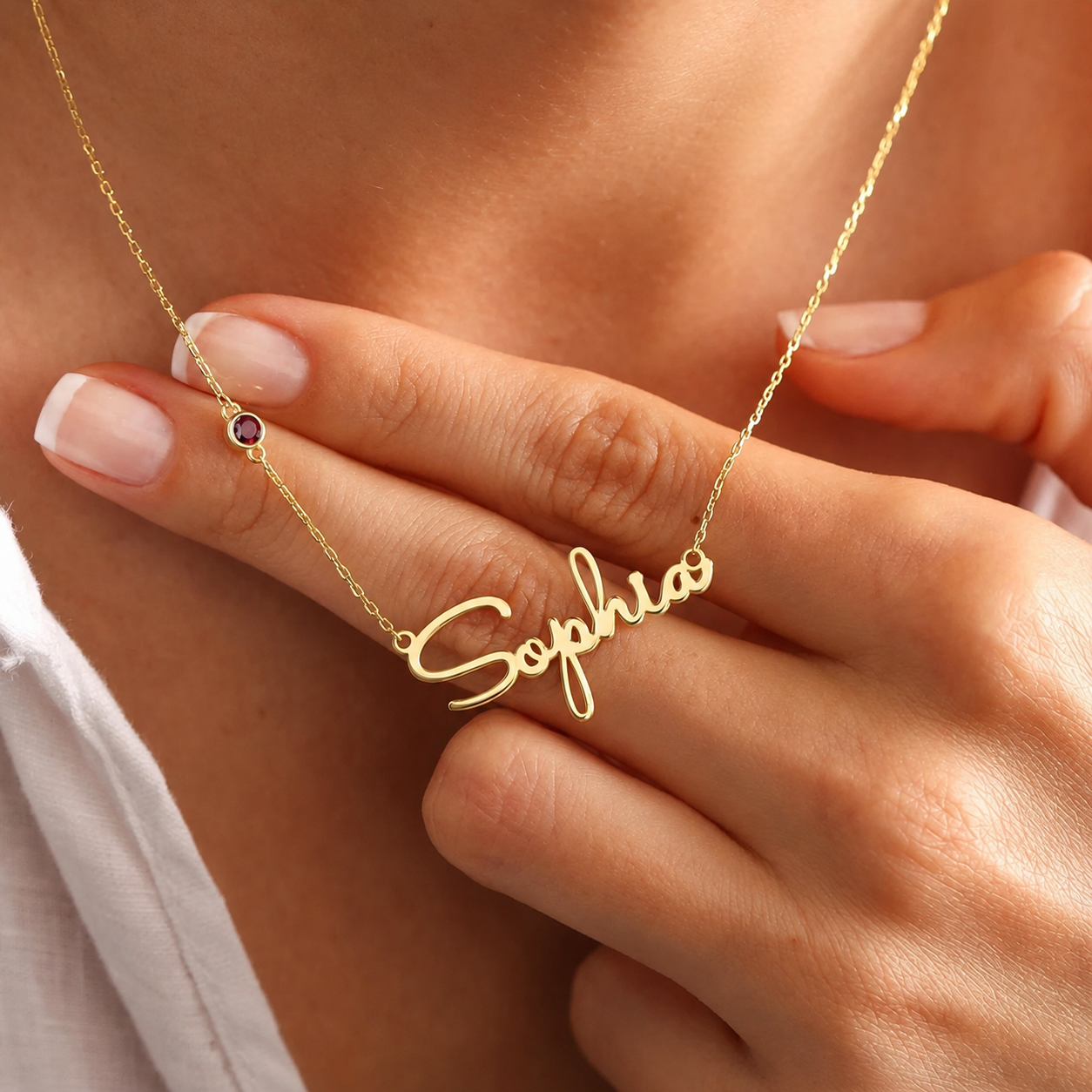 Collar Personalizado con Nombre y Piedra de Nacimiento