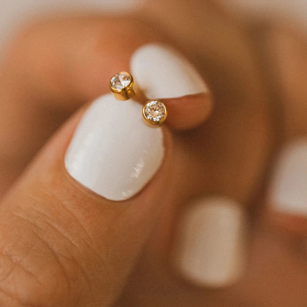 Minimalist Crystal Stud Earrings-Earrings-Aureza
