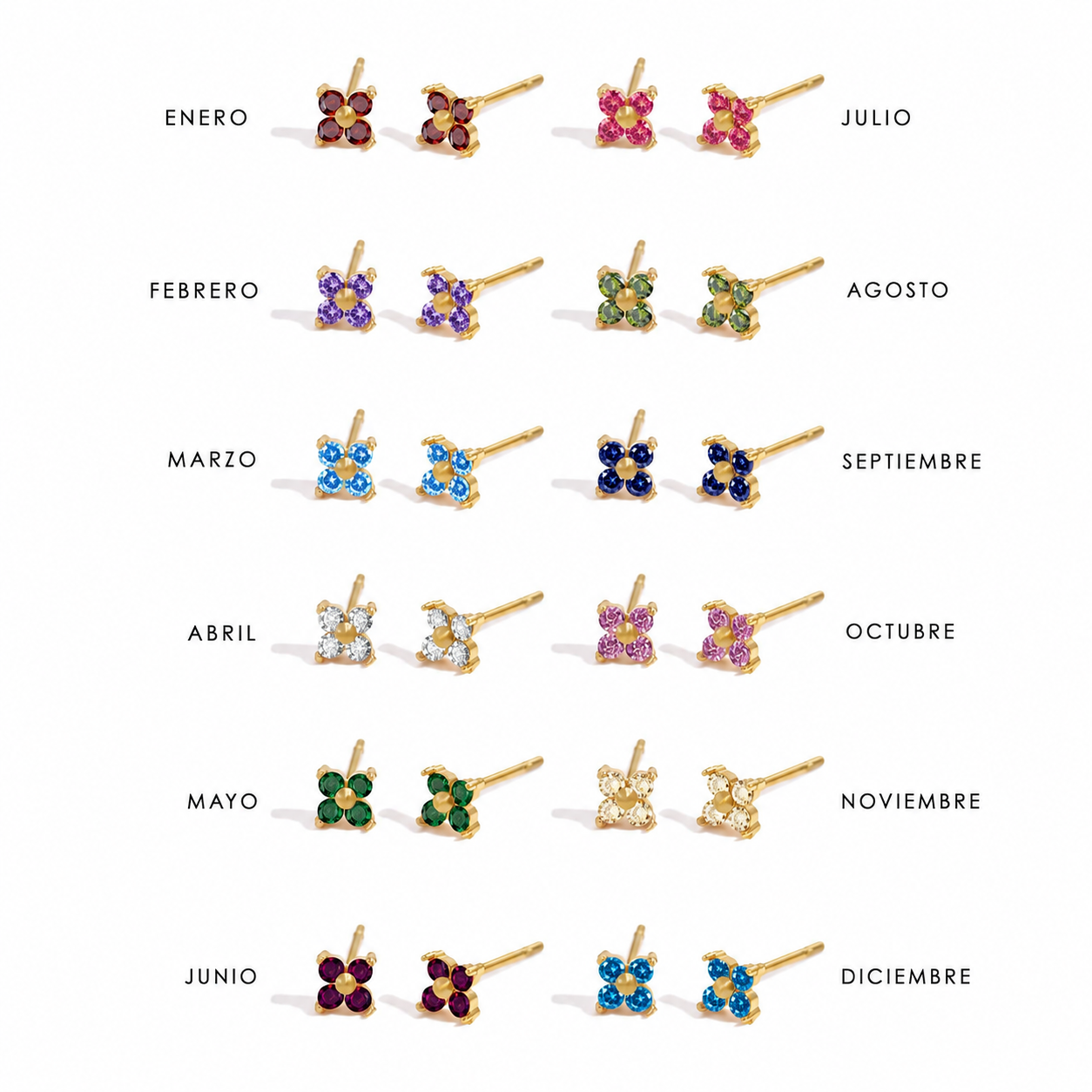 Clover Crystal Stud Earrings-Earrings-Aureza