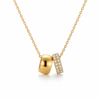 Dual Charm Crystal Pendant Necklace-Necklaces-Aureza