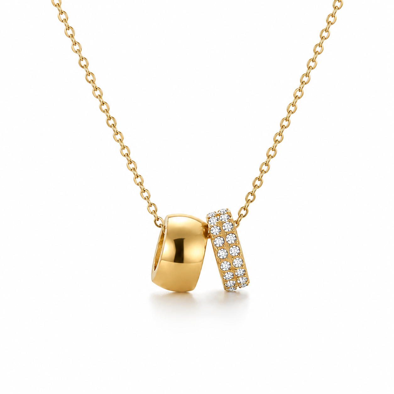 Dual Charm Crystal Pendant Necklace-Necklaces-Aureza