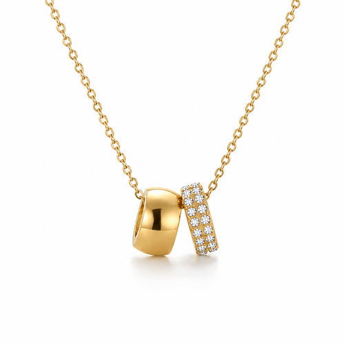 Dual Charm Crystal Pendant Necklace-Necklaces-Aureza