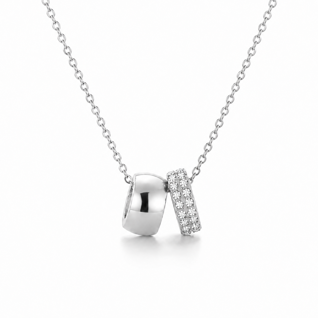 Dual Charm Crystal Pendant Necklace-Necklaces-Aureza