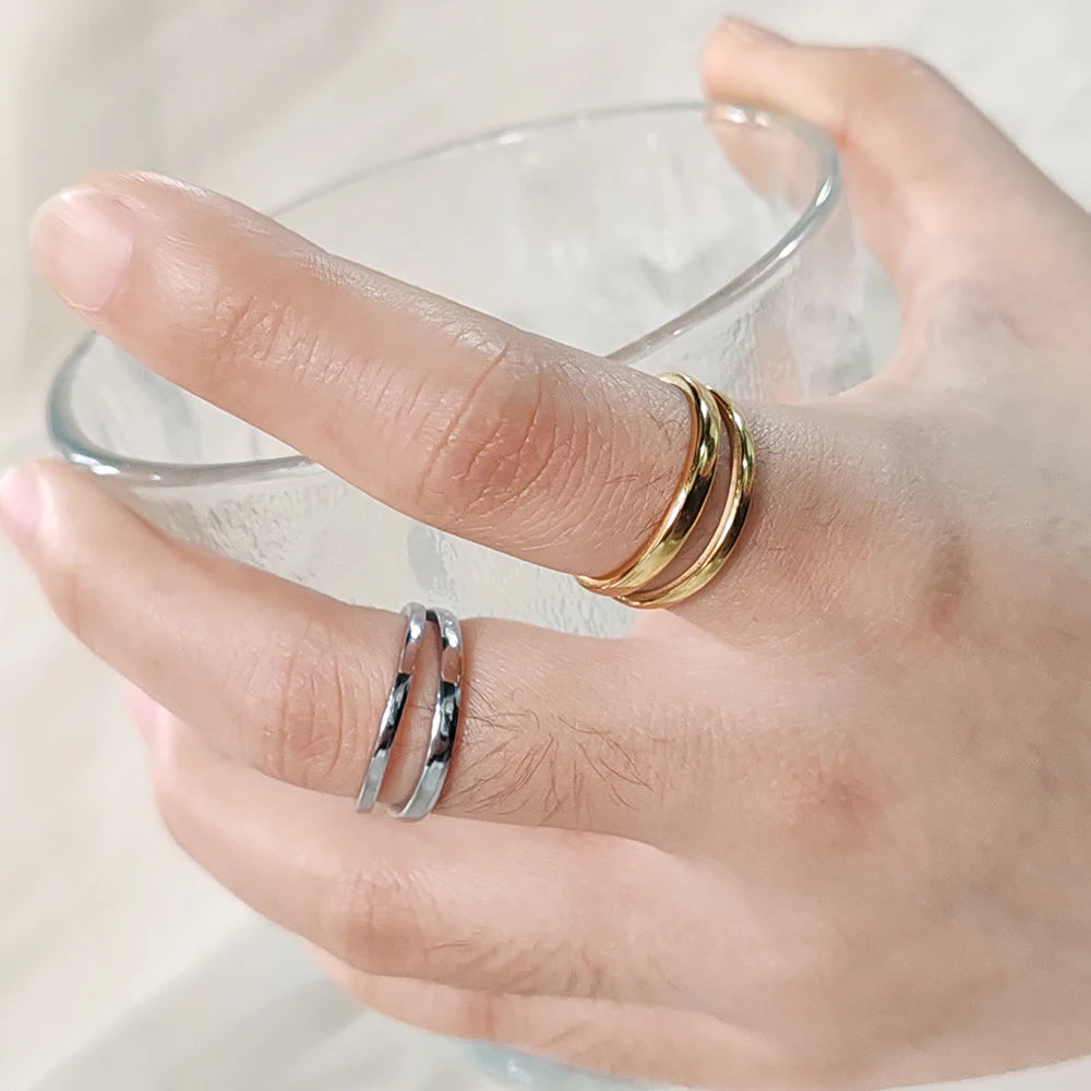 Minimalist Double Band Ring-Rings-Aureza
