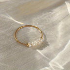 Minimalist Freshwater Pearl Beaded Ring-Rings-Aureza