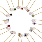 Pearl & Birthstone Necklace-Necklaces-Aureza