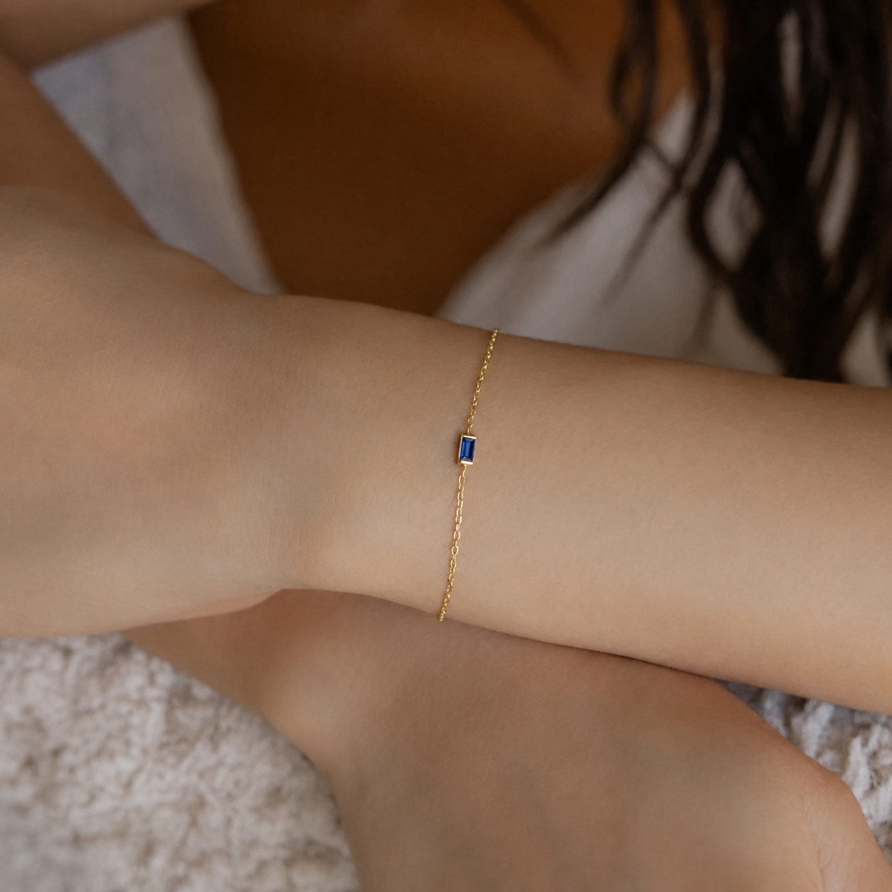 Minimalist Baguette Crystal Bracelet-Bracelets-Aureza
