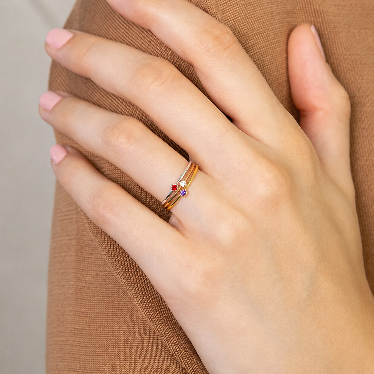 Minimalist Birthstone Ring-Rings-Aureza