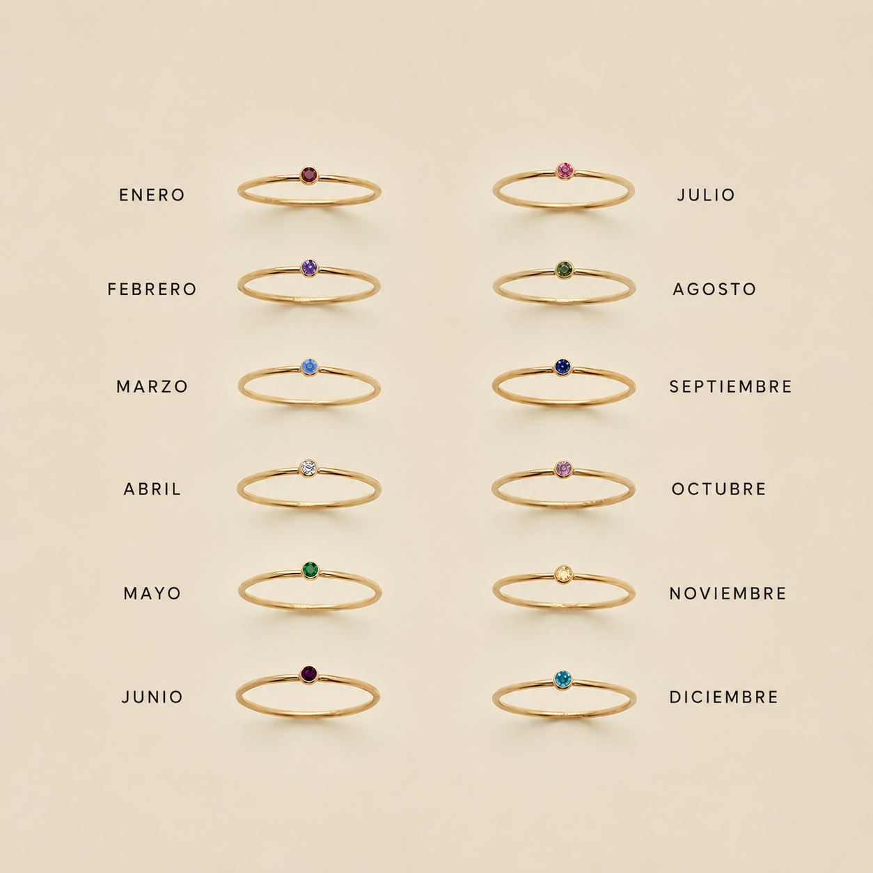 Minimalist Birthstone Ring-Rings-Aureza