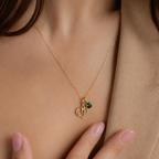 Personalized Initial Birthstone Charm Necklace-Necklaces-Aureza
