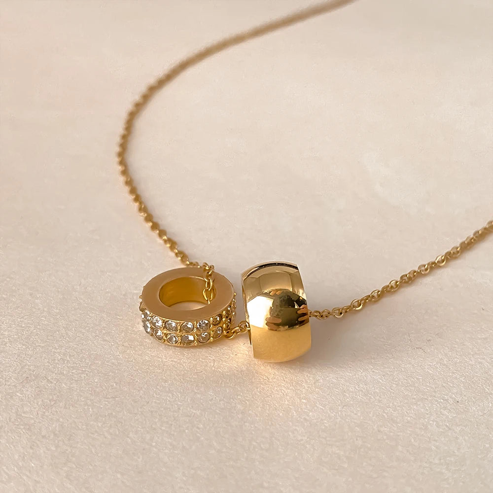 Dual Charm Crystal Pendant Necklace-Necklaces-Aureza