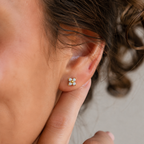 Clover Crystal Stud Earrings-Earrings-Aureza