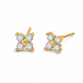 Clover Crystal Stud Earrings-Earrings-Aureza