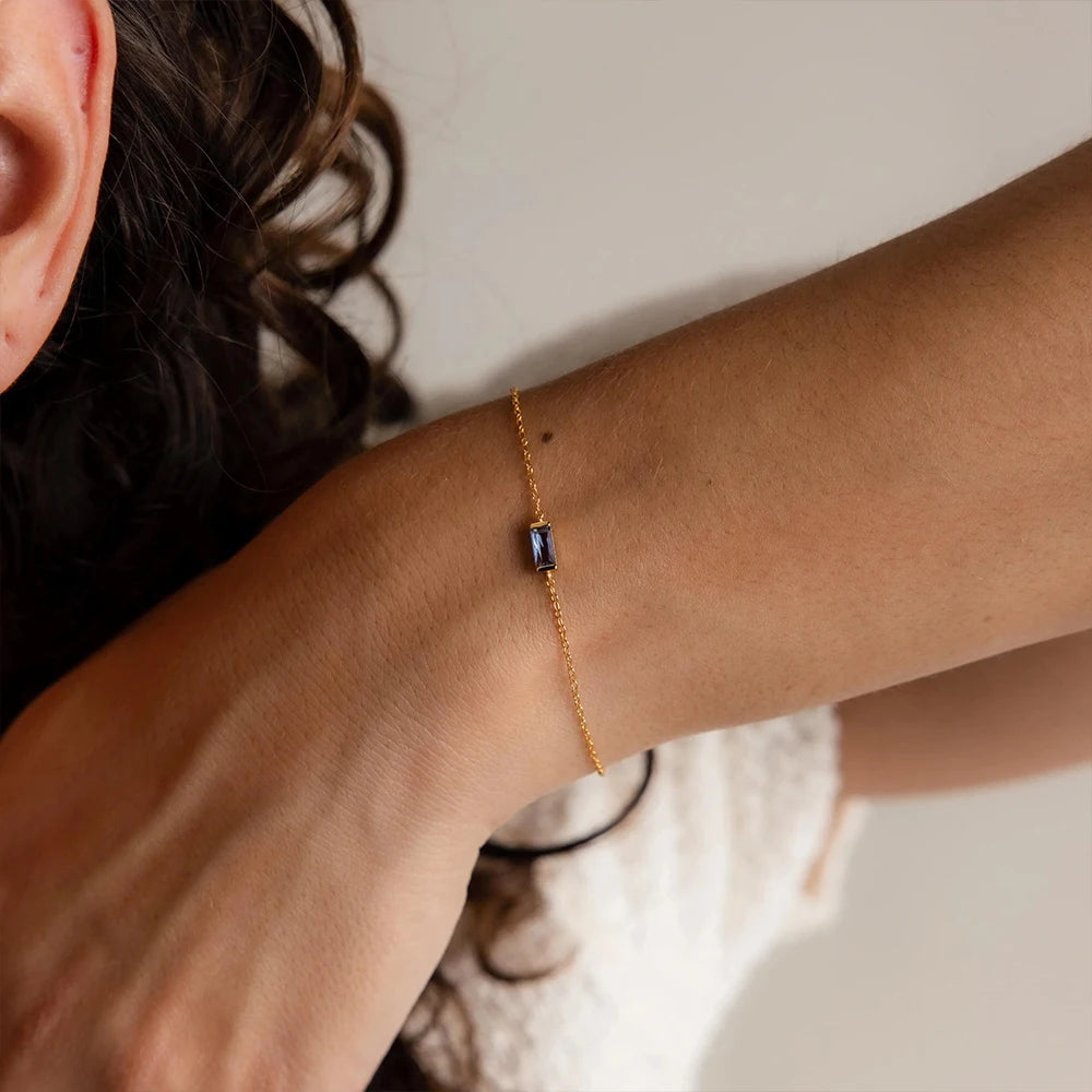 Minimalist Baguette Crystal Bracelet-Bracelets-Aureza