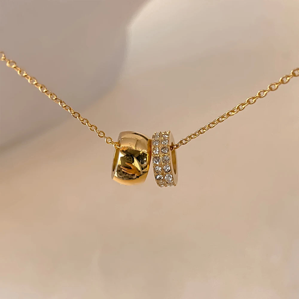 Dual Charm Crystal Pendant Necklace-Necklaces-Aureza