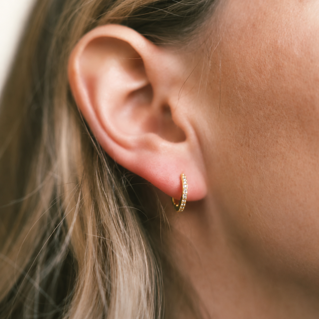 Birthstone Crystal Huggie Hoop Earrings-Earrings-Aureza