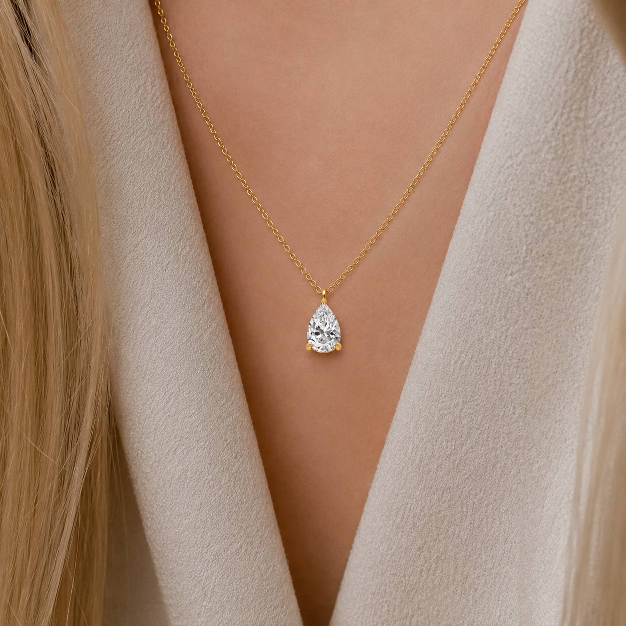 Birthstone Teardrop Pendant Necklace-Necklaces-Aureza