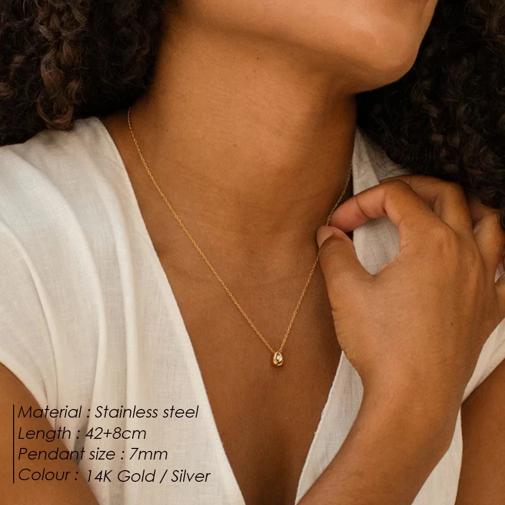 Minimalist Teardrop Pendant Necklace-Necklaces-Aureza