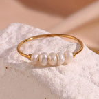 Minimalist Freshwater Pearl Beaded Ring-Rings-Aureza