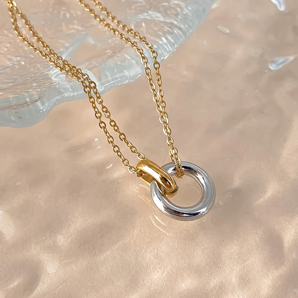 Interlocking Circle Necklace-Necklaces-Aureza