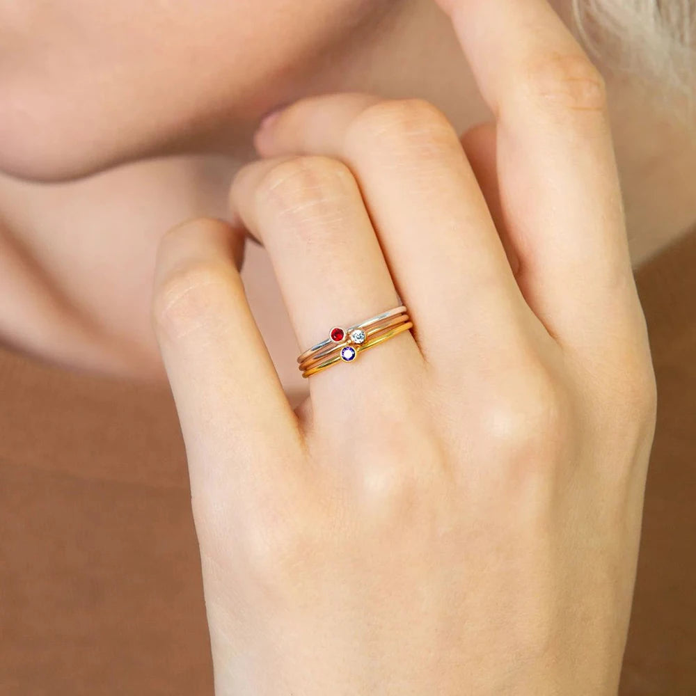 Minimalist Birthstone Ring-Rings-Aureza