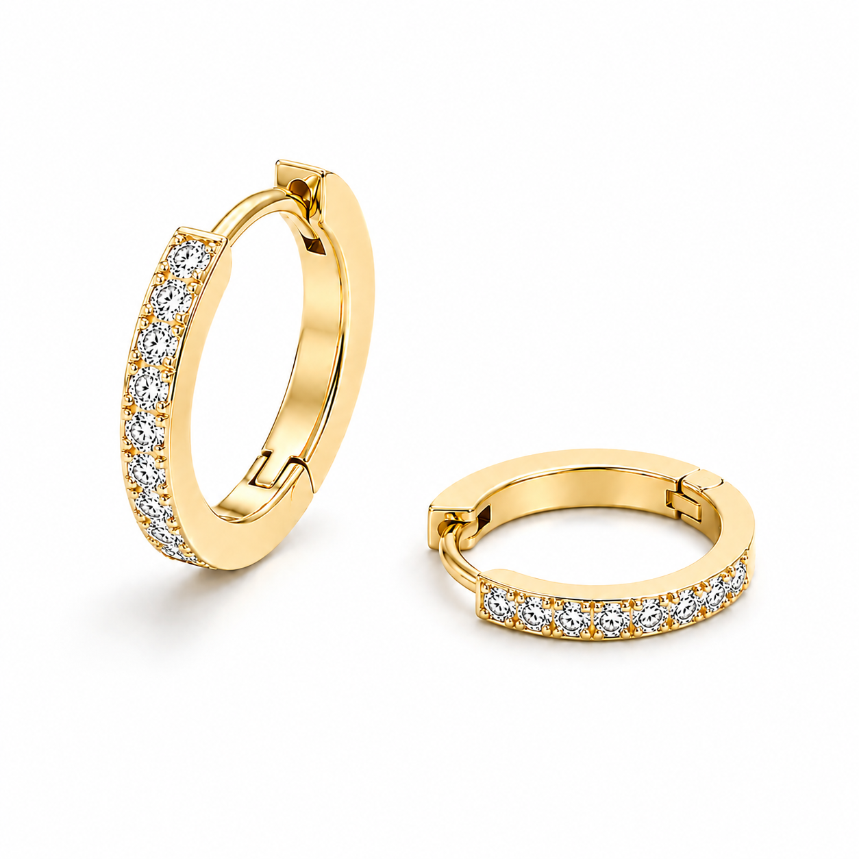 Birthstone Crystal Huggie Hoop Earrings-Earrings-Aureza