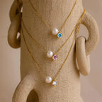 Pearl & Birthstone Necklace-Necklaces-Aureza
