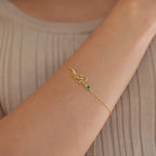 Personalized Birth Flower Bracelet with Birthstone-Bracelets-Aureza