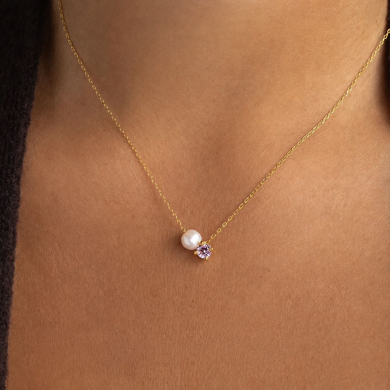 Pearl & Birthstone Necklace-Necklaces-Aureza