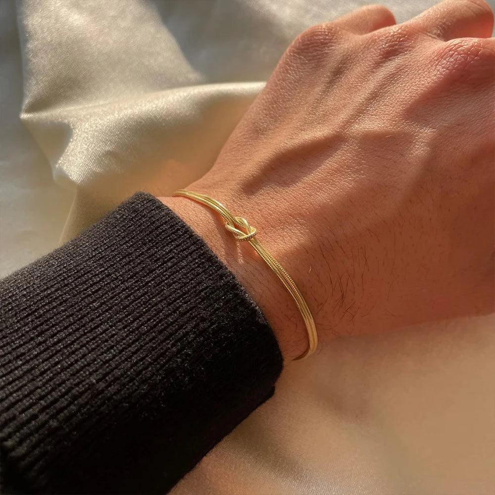 Minimalist Knot Chain Bracelet-Bracelets-Aureza