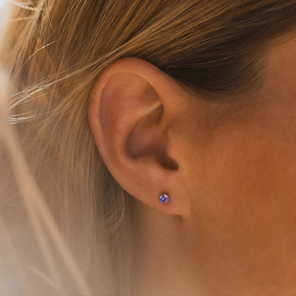 Minimalist Crystal Stud Earrings-Earrings-Aureza