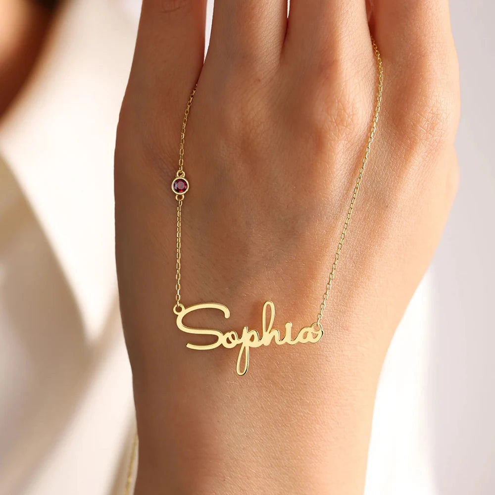 Collar Personalizado con Nombre y Piedra de Nacimiento