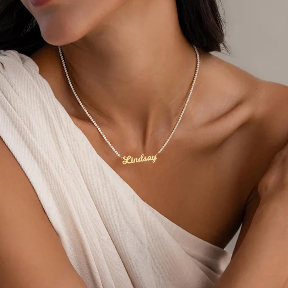 Personalized Crystal Name Necklace-Necklaces-Aureza