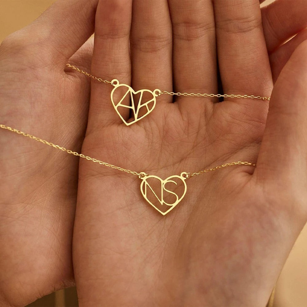 Personalized Heart Initial Necklace-Necklaces-Aureza